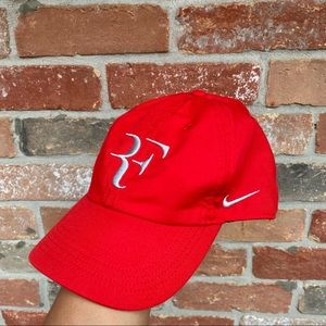 Red and white roger Federer baseball cap hat